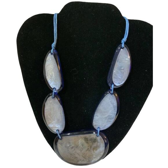 Style & Co. Blue Resin Necklace Light Pastel Black Fashion Custom Jewelry NEW - Picture 1 of 7